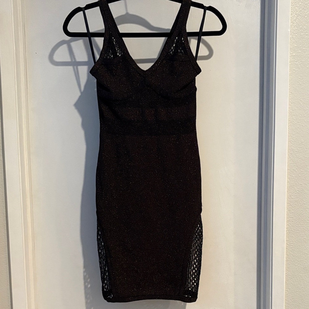 Bebe Addiction  Black Glitter Mini Dress